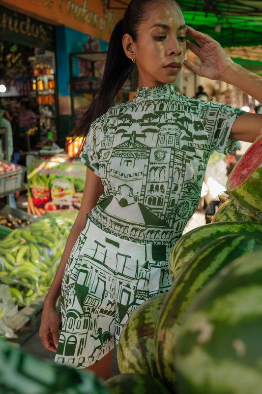 Firenze Green Short Sleeve Top
