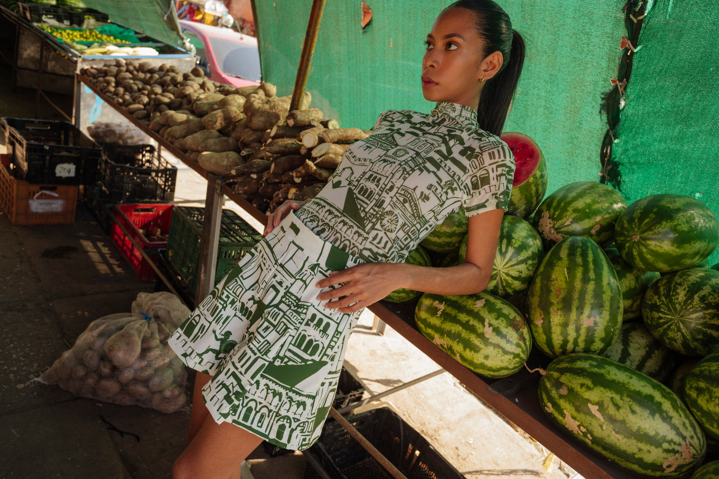 Firenze Green Short Sleeve Top