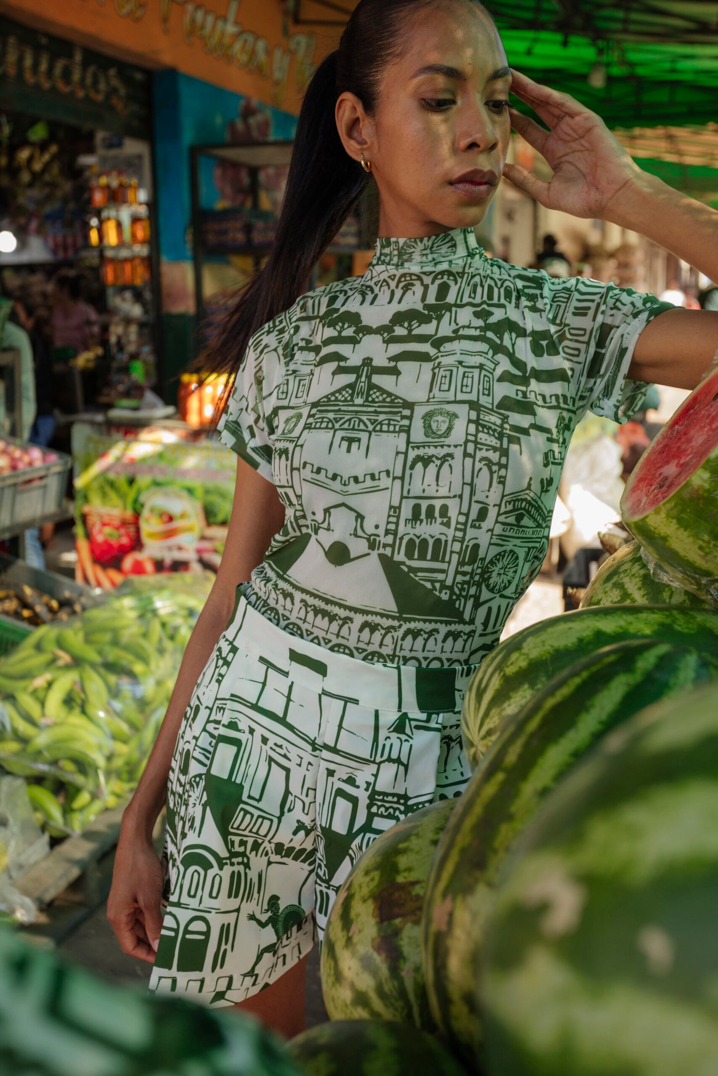 Firenze Green Short Sleeve Top
